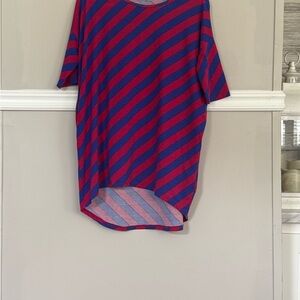 ❤️10/20 LuLaRoe Pink and Blue Striped Tunic XS